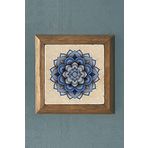 Taş Tablo- Oscar Stone Decor Yaşam Çiçeği Mandala Masif Ahşap Çerçeveli Duvar Dekoru-28X28 CM