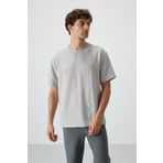 Taş Waffle İnterlok Yüzeyi Dokulu Oversize Fit Basic Erkek T-Shirt - 88380