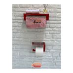 TASAGRAM Metal Kırmızı 2'li Set 30cm Havlu Askılığı Ve Tuvalet Kağıdı Askılığı