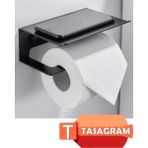 Tasagram Siyah Metal Banyo Wc Kağıt Rulo Peçetelik Suya Dayanıklı Modern Tasarım