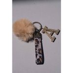 Tasarım Arabam Atike Elif Akın Leopar Taşlı & Logosuz Anahtarlık & Kemıl Minik Ponpon & Gold A Harf