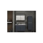 Tasarım Arista 80 Cm Antrasit Renkli Mdf, Seramik Lavabolu Alt - Üst Ve Boy Dolaplı, Banyo Dolabı Seti