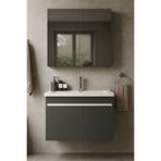 Tasarım Arista 80 Cm Antrasit Renkli Mdf, Seramik Lavabolu, Alt Ve Üst Dolaplı, Banyo Dolabı Takımı