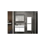 Tasarım Arista 80CM Beyaz Renkli Mdf, Seramik Lavabolu, Alt - Üst ve Boy Dolaplı, Banyo Dolabı Seti