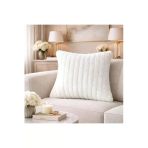 Tasarım Beyaz Peluş Kırlent Kılıfı 43X43 Cm Yumuşak Dokulu Dekoratif Koltuk Yastık Kılıfı