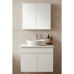 Tasarım Dmz Home Concept Oval 42 cm Çanak Lavabolu, Tamamı Mdf, Beyaz Renkli, Aynalı Üst Dolaplı Banyo Dolabı Takımı
