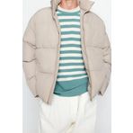 Tasarım Düz Astarlı Yaka Standart Bol Dik Unisex Oversize Fit Dik Yaka Şişme Kışlık Mont