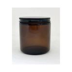 Tasarım Evi ( 2 Adet ) 230 ml Cam Kavanoz Amber Mumluk 230 Cc Metal Siyah Kapaklı Mum Kavanozu Kahverengi