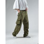 Tasarım Kargo Cepli Paraşüt Kumaş Yeşil Baggy Pantolon Coc3081
