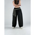 Tasarım Keten Siyah Baggy Pantolon Coc2964
