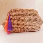 Tasarım Kumpanyası Kadınlar Için Püsküllü El Yapımı Krem Clutch Çanta - Yaz Için Minimalist El Çantası - Retro Çanta - Tığ Işi Kese Cüzdan - Benzersiz Hediye