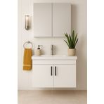 Tasarım Liventa 65 cm Beyaz Renkli, Seramik Lavabolu, Mdf Banyo Dolabı Takımı