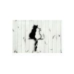 Tasarım Minimalist İki Kedi Figürü Ahşap Duvar Dekoru Siyah 80 x 120