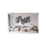 Tasarım Modern Geometrik Desenli 5 Parçalı Ahşap Duvar Tablo Seti Siyah 50 x 70