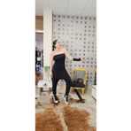 Tasarım Siyah straplez şalvar tulum