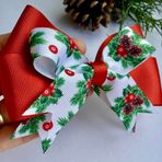 Tasarım Tokam El Yapımı Yılbaşı Desenli Kırmızı Yeni Yıl Noel Yılbaşı Saç Tokası 15 cm x 10 cm