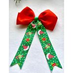 Tasarım Tokam El Yapımı Yılbaşı Desenli Yeşil Kuyruklu Kırmızı Yeni Yıl, Noel, Yılbaşı Saç Tokası 18 cm x 13 cm
