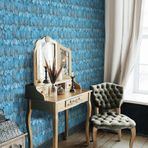Tasarımıyla İlgi Çeken Modern Kuş Tüyü Desenli Duvar Kağıdı | TROPICANO, 9913-3, Mavi, Kağıt Taban, Vinil kaplı, Silinebilir yüzey / 1.06x15.6 m - 16.5 m², Yüksek Kalite