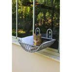 TASARYUM Kedi Köpek Cam Yatağı, Vantuzlu Hamak, El İşçiliği (GRİ, BÜYÜK BOY)