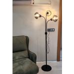 Taşcan Aydınlatma Zambak 3 Lü Siyah Tasarım Metal Ayaklı Lambader 2044F Oturma Odası-Salon Lambader