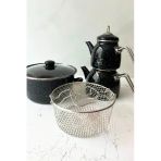 Taşev Midnight Mini Çaydanlık Ve 18Cm Kızartma Tenceresi Seti