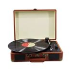Taşınabilir Çantalı Retro Bluetooth Hoparlörlü Pikap Radyo Ses Kayıt USB Mp3 33/45/78 Plak Çalar - Kahverengi