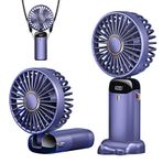 Taşınabilir El Vantilatörü, Tip-C Şarj Edilebilir, LED Ekranlı 4000mAh Pille Çalışan Fan, 90° Katlanabilir, 5 Hızlı Rüzgar, Elde Taşınabilir/Boyun/Masa 3'ü 1 Arada Kişisel Küçük Fan, Kadınlar için