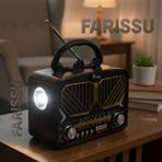 Taşınabilir Güneş Panelli Nostaljik Radyo Işıldaklı Fm/am/sw USB Tf - Ahşap - Ceviz