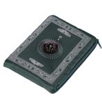 Taşınabilir ışık İslami Reisegebetsteppich, Anlising Pusula Cep ile taşıma çantası ve pusula PRAY halı taşınabilir polyester Su geçirmez malzeme 100 * 60 cm (Yeşil)