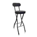Taşınabilir Katlanır Bar Taburesi, PU Dolgulu Oturak, Ayarlanabilir Yükseklik 22 76,2 cm Katlanabilir Tezgah Sandalyesi, Mutfak, Bahçe, Ofis için, Siyah 55,88 cm