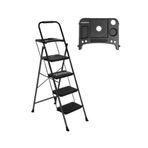 Taşınabilir Katlanır Merdiven 4 Kademeli Merdiven, Ağır Hizmet Tipi Kaymaz Platform, 330 lbs, Katlanabilir, Taşınabilir, 58 - 3/4 inç x 19 inç x 33 - 3/4 inç Yüksek Güvenlik Tokaları Basamaklı