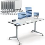 Taşınabilir konferans masası Modern katlanır ofis masası DIY ekleme tasarımı ile modüler seminer masası toplantılar ve toplantı odaları için yerden tasarruf sağlayan büyük mobil iş istasyonu