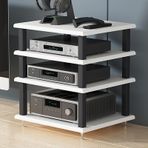 Taşınabilir Küçük AV Bileşeni Eğlence Standı Metal Karbon Çelik Çerçeve Kule Oyuncu Stereo Raf Ses Kulesi ve Medya Depolama için Standı. Siyah 5,9 "Yükseklikte Masaüstü Raf Depolama Dolabı.