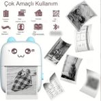 Taşınabilir Portatif Mini Cep Yazıcı Bluetooth Bağlantılı Telefon Bilgisayar Ve Tablet Uyumlu Mavi