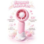 Taşınabilir Şarjlı 3 Kademeli Mini El Fanı,masa Fanı Güçlü Vantilatör Pervane 15 cm - Pembe