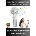 Taşınabilir Serinletici Klima Usb Şarjlı 3 Kademeli 1200 Mah Su Hazneli Püskürtmeli Mini Vantilatör