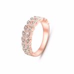 Taşlı Alyans Rose Gold Yüzük CZ Avusturya Kalp Zirkon Kristal Taşlı 7 (47mm)