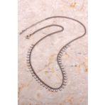 Taşlı Damla Rodyumlu Gümüş Choker Kolye 7928