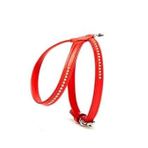Taşlı Deri Köpek Göğüs Tasması 1,2 x 21-30 cm Kırmızı
