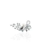 Taşlı Fiyonk İnci Gümüş Broş 4.5X2.5cm