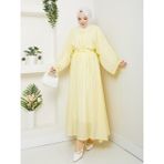 Taşlı Ikili Tesettür Takım - Sarı - L - XL