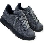 Taşlı Ipli Kalın Taban Ortopedik Bayan Spor Sneakers Ayakkabı - Platin - Gri