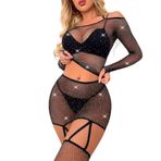TAŞLI JARTİYER ETEKLİ BODY BÜSTİYERLİ VÜCUT ÇORABI FANTEZİ İÇ GİYİM