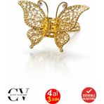 Taşlı Kelebek Model 7 cm Metal Mandal Saç Tokası - Şık ve Dayanıklı - Altın