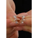 Taşlı Kelebek Rodyumlu Mini Gümüş Küpe 7389