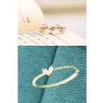 Taşlı Sarmaşık ve Minimal Damla 2li Set 14 K Rose Altın Kaplama Yüzük