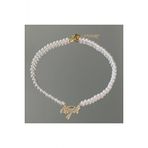 Taşlı Slogan Angel Inci Choker Kolye