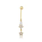 Taşlı Stella Star Altın Göbek Piercing