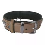 Taşlı Ve Aynalı Köpek Boyun Tasması 49-55 cm Large Taba