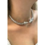 TAŞLI YILAN CHOKER KOLYE SİLVER